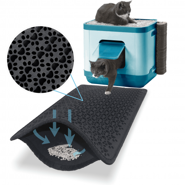 38x61 Cm Siyah Kedi Kumu Paspas Tuvalet Önü Büyük Boy Pati Çift Katmanlı Tasarım Su Geçirmez Yıkanabilir