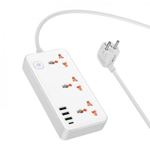 Coofbe Hc Seri Multifonksiyonel 2500W Priz Çoğaltıcı Şarj Aleti 3 USB 30W Type-C Girişli Şarj Stand - 8