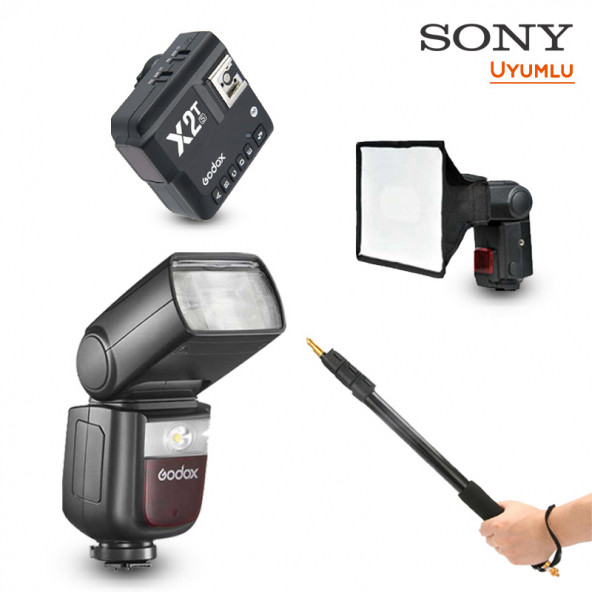 Godox V860III-S Sony Flaş Full Set (Tepe Flaş + Tetikleyici + Portable Boom + Softbox)