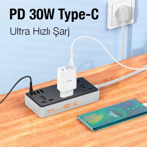 Coofbe Hc Seri Multifonksiyonel 2500W Priz Çoğaltıcı Şarj Aleti 3 USB 30W Type-C Girişli Şarj Stand - 4