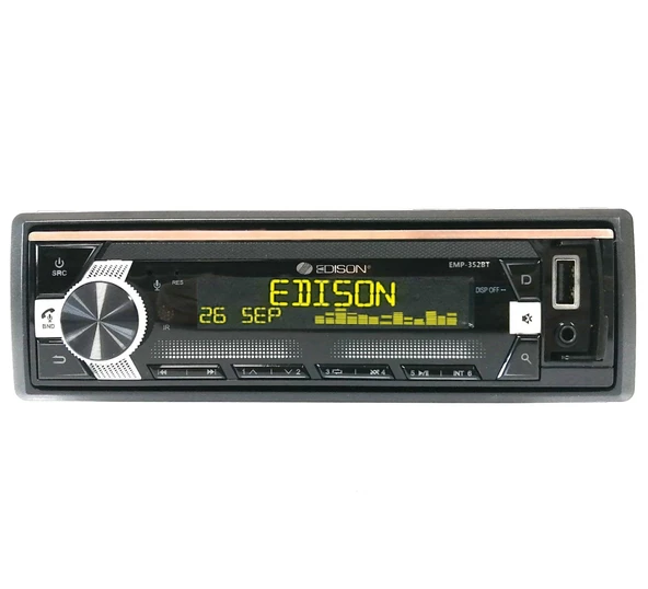 Edison EMP-352BT Oto Teyp Telefon Kontrollü Android/IOS Uyumlu 4*50W Çıkışlı USB/BT /AUX/3 RCA