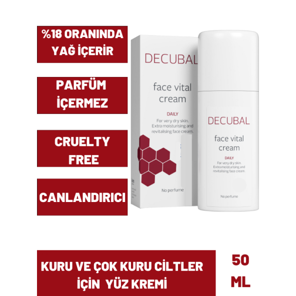 Decubal Face Vital  Kuru ve Hassas Ciltler İçin Ekstra Besleyici Krem 50 ml - 3
