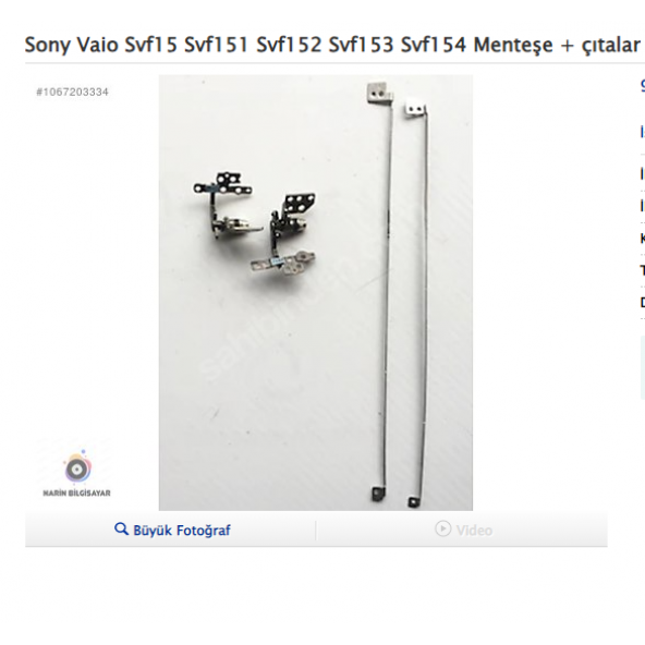 Sony Svf15 Svf152 Svf153 SVF154 Svf152c29w Menteşe takımı çıtalı