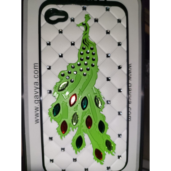 Iphone 4 4s için özel üretim tavus kuşlu taşlı telefon kapağı