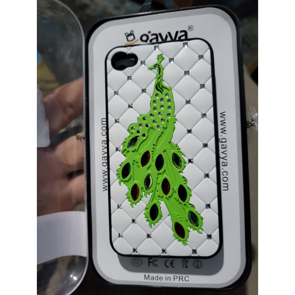 Iphone 4 4s için özel üretim tavus kuşlu taşlı telefon kapağı - 3