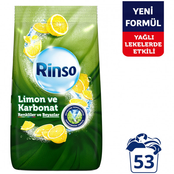 Rinso Toz Çamaşır Deterjanı Limon ve Karbonat Renkliler ve Beyazlar Için Derinlemesine Temizlik 8 kg