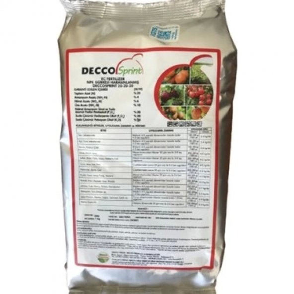 DECCO 20.20.20 Dengeli Yaprak Gübresi 1 kg.