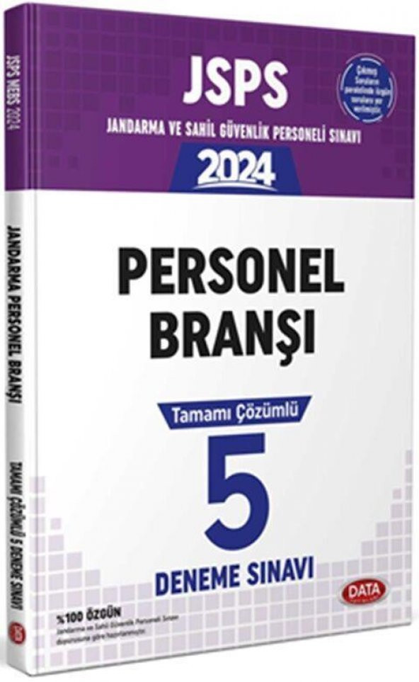 2024 JSPS Jandarma Sahil Güvenlik Personeli Sınavı Personel Branşı 5 Deneme Sınavı Data Yayınları
