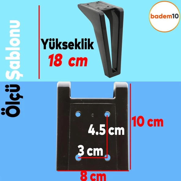 Penta 6'lı Set Mobilya Tv Ünitesi Konsol Koltuk Kanepe Destek Ayağı 18 Cm Siyah Ayakları M8 Civatalı - Resim 2