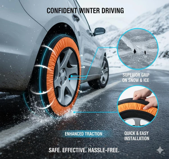 Space Kaydırmaz Oto Kar Çorabı Güvenli ve Pratik ZICO08 - Resim 2