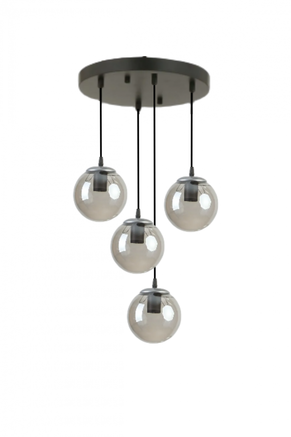 HERA 4LÜ FÜME CAMLI SİYAH SARKIT AVİZE - Yatak Odası - Salon - Mutfak - Hol - Resim 2