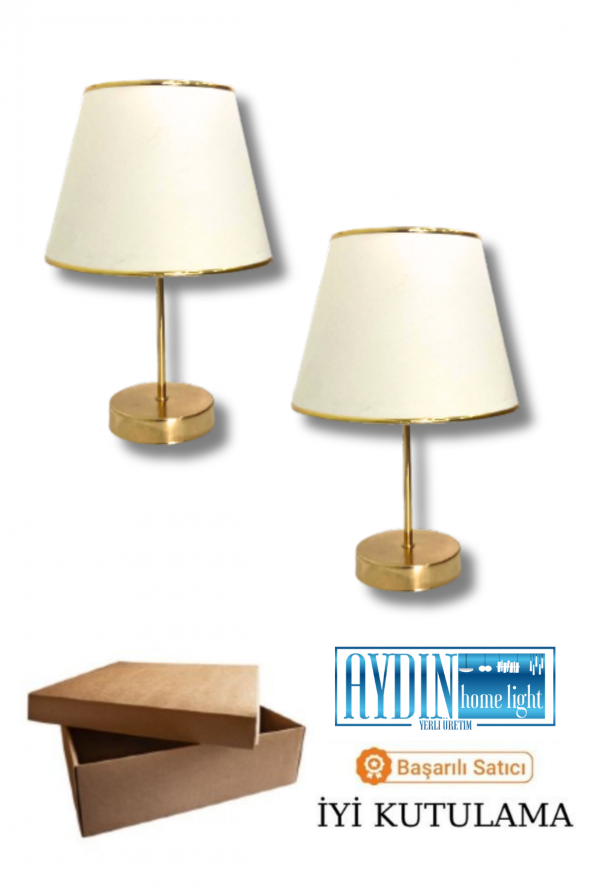 MALTAA PREMİUM 2Lİ ABAJUR - Beyaz - Gold  - Oturma Odası - Salon - Mutfak - Ofis - Mutfak - Hol - Resim 2