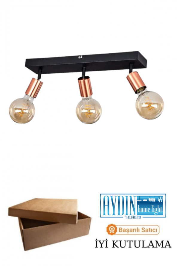 LİMAX 3LÜ SPOT IŞIK - Siyah - Rose  - Oturma Odası - Salon - Mutfak - Ofis - Mutfak - Hol - Resim 2