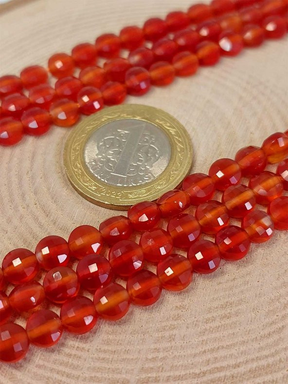 Akik Taşı YASSI Faset Kesim 6x4mm Unisex İkili Bileklik (42805) - Resim 3