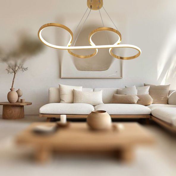 TT Aydınlatma TT025-SR  Yılan Modeli Sarı Kaplama Led Avize - Resim 2