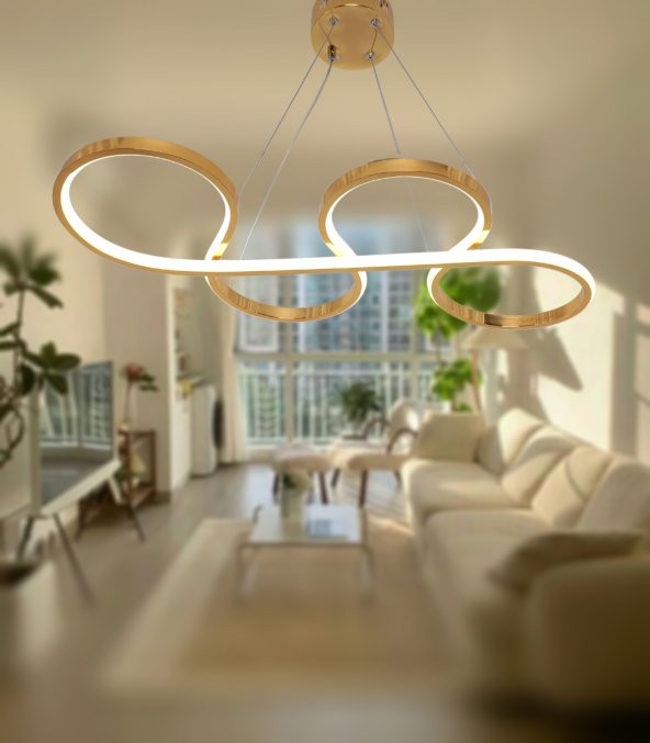 TT Aydınlatma TT025-SR  Yılan Modeli Sarı Kaplama Led Avize - Resim 3