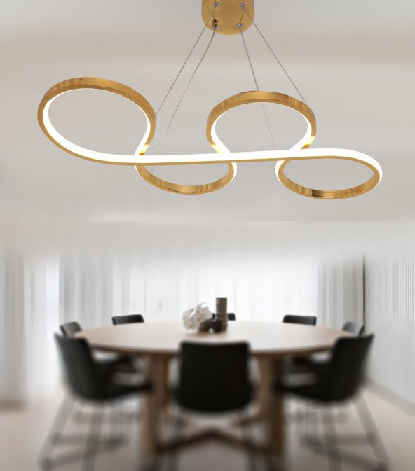 TT Aydınlatma TT025-SR  Yılan Modeli Sarı Kaplama Led Avize - Resim 4