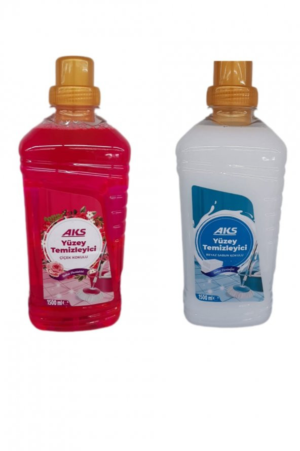 AKS YÜZEY TEMİZLEYİCİ BEYAZ SABUN + ÇİÇEK KOKULU  1500 ML 2 Lİ PAKET