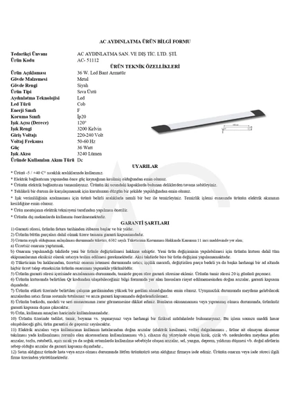 36W Siyah Led Bant Armatür Amber Işık 2 Adet - Resim 2