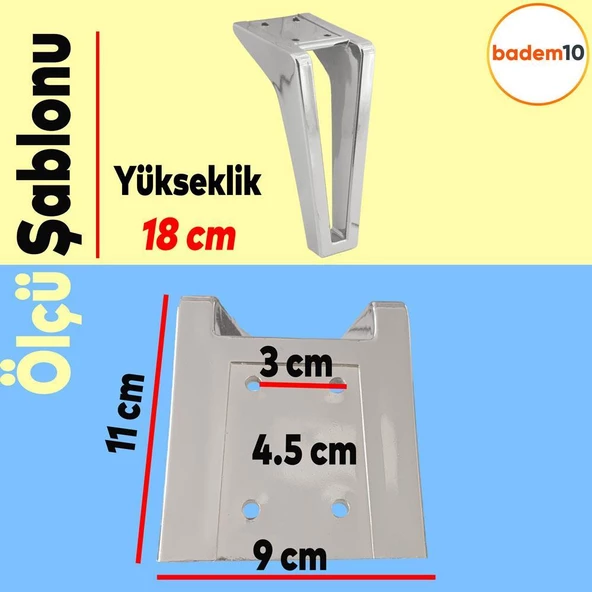 Penta 6'lı Set Mobilya Tv Ünitesi Konsol Koltuk Kanepe Destek Ayağı 18 Cm Krom Ayakları M8 Civatalı - 2