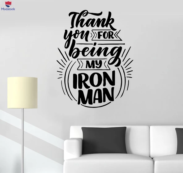 Duvar Sticker Kelime Bulutu Alıntı Motivasyon İlham Demir Adam Oturma Odası, Ofis, Dükkan Etiketi