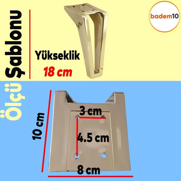 Penta 6'lı Set Mobilya Tv Ünitesi Konsol Koltuk Kanepe Destek Ayağı 18 Cm Altın Ayakları M8 Civatalı - 2