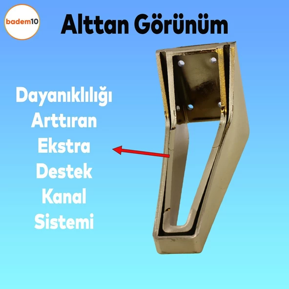 Penta 6'lı Set Mobilya Tv Ünitesi Konsol Koltuk Kanepe Destek Ayağı 18 Cm Altın Ayakları M8 Civatalı - 5