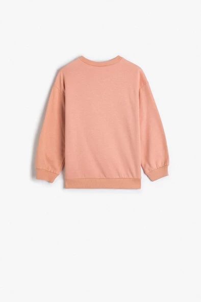 Koton Kız Bebek Sweatshirt Uzun Kollu Bisiklet Yaka Baskı Detaylı Şardonlu Pamuklu - 2