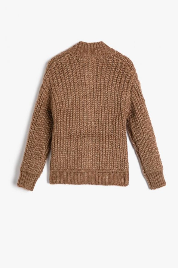 Koton Kız Çocuk Örgü Hırka Düğme Kapamalı Uzun Kollu Yuvarlak Dik Yaka - 2