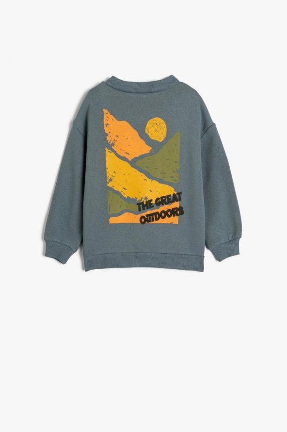 Koton Erkek Bebek Sweatshirt Uzun Kollu Bisiklet Yaka Baskı Detaylı Şardonlu - 2
