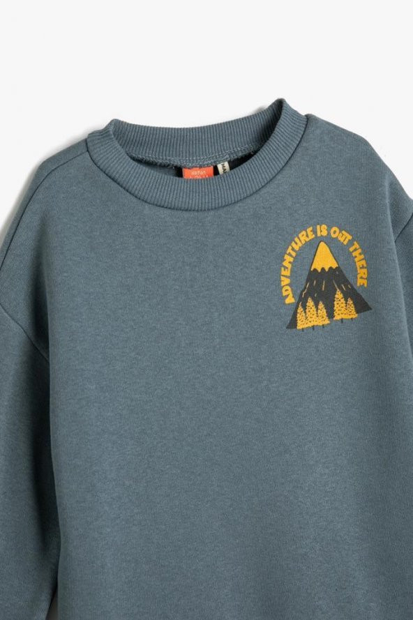 Koton Erkek Bebek Sweatshirt Uzun Kollu Bisiklet Yaka Baskı Detaylı Şardonlu - 3