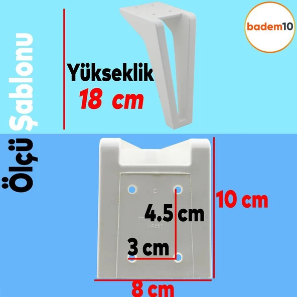 Penta 6'lı Set Mobilya Tv Ünitesi Konsol Koltuk Kanepe Destek Ayağı 18 Cm Beyaz Ayakları M8 Civatalı - Resim 2