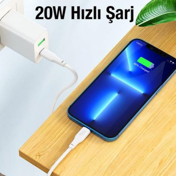 Coofbe Hc Seri 1Mt 20W Type-C to iPhone Şarj Kablosu İphone 11 12 13 14 Pro Max Şarj Data Kablosu - 4