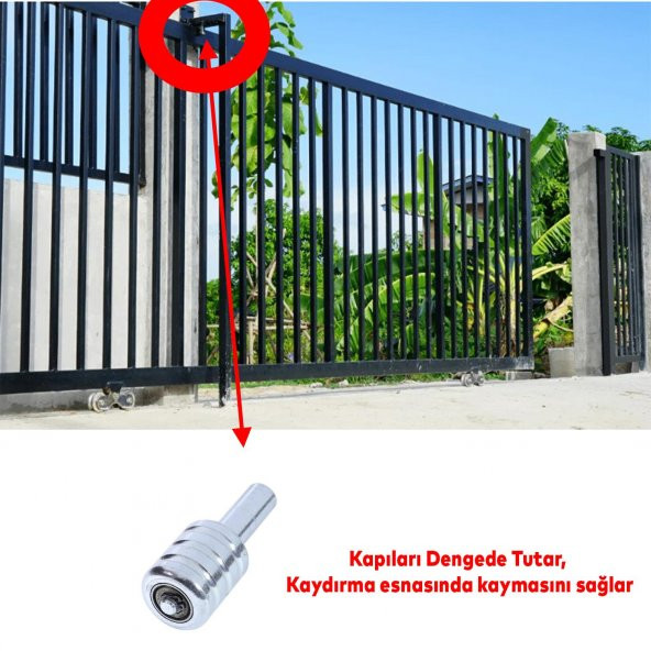 Sürgülü Sürmeli Demir Kapı Dış Bahçe Kapısı PVC Denge Bilyası Tekerleği Makara Metal Klavuz Aparatı - 3