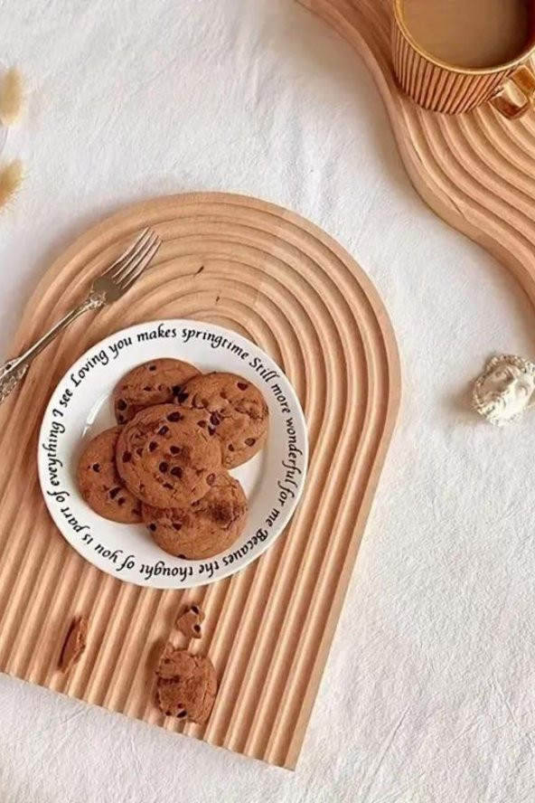 Bohem Oval Bambu Kahve ve Dekoratif Sunum Tepsisi 32 cm - 2