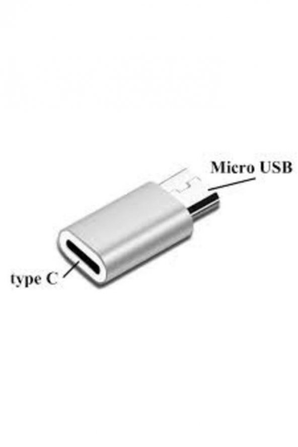 Type-C Erkek - Micro USB Dişi Şarj Kablosu Çevirici - Gri