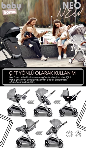 Baby Home Yeni Doğan Set Paketi 990 Travel Sistem Bebek Arabası Lorelli Anne Yanı Oyun Parkı Yatak Beşik - 5