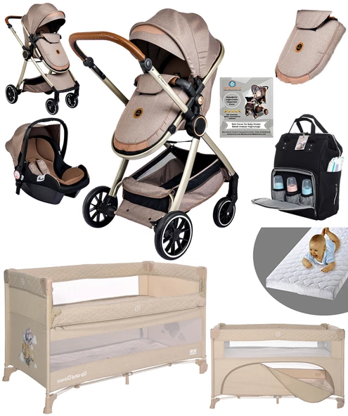 Baby Home Yeni Doğan Set Paketi 990 Travel Sistem Bebek Arabası Lorelli Anne Yanı Oyun Parkı Yatak Beşik - 3