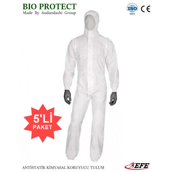 BİO PROTECT ANTİSATİK KİMYASAL BOYACI TULUMU 5'Lİ PAKET Standart Beden