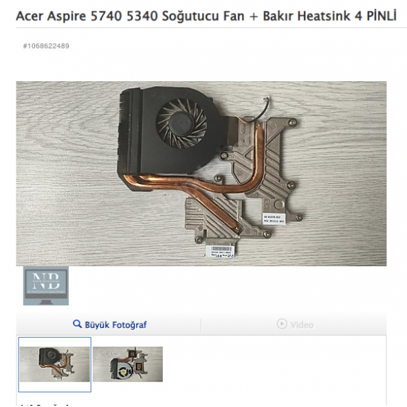 Acer Aspire 5740 5340 Soğutucu Fan + Bakır Heatsink 4 PİNLİ