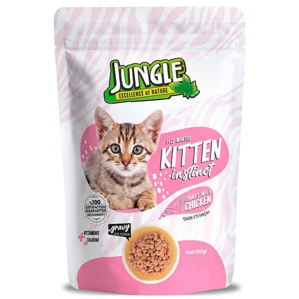 Jungle Yavru Kedi Konservesi Tavuklu Jelli 100 Gr ürün görseli 1