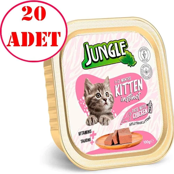 Jungle Yavru Kedi Yaş Mama Sütlü Tavuklu 100 Gr 20 AD ürün görseli