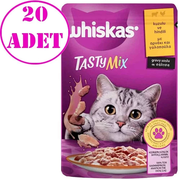 Whiskas Tasty Mix Kuzulu Hindili Kedi Maması 85 gr 20 AD ürün görseli 1