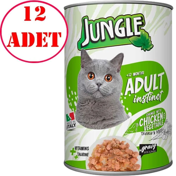 Jungle Kedi Konservesi Tavuklu Sebzeli 415 GR 12 AD ürün görseli 1