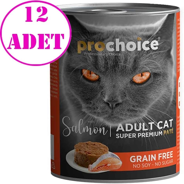 Pro Choice Adult Somonlu Kedi Konservesi Pate 400 Gr 12 AD