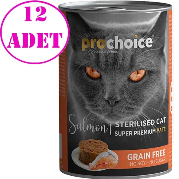 Pro Choice Sterilised Somonlu Kedi Konservesi Pate 400 Gr 12 AD