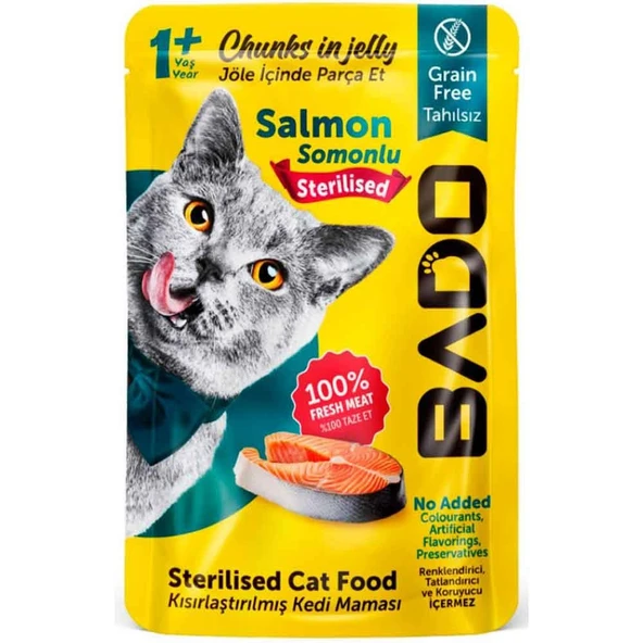 Bado Kısırlaştırılmış Somonlu Kedi Yaş Maması 85 Gr