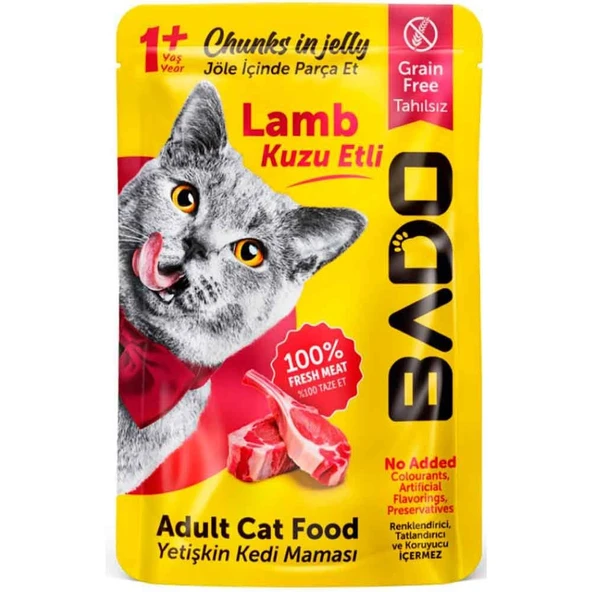 Bado Kuzu Etli Kedi Yaş Maması 85 Gr