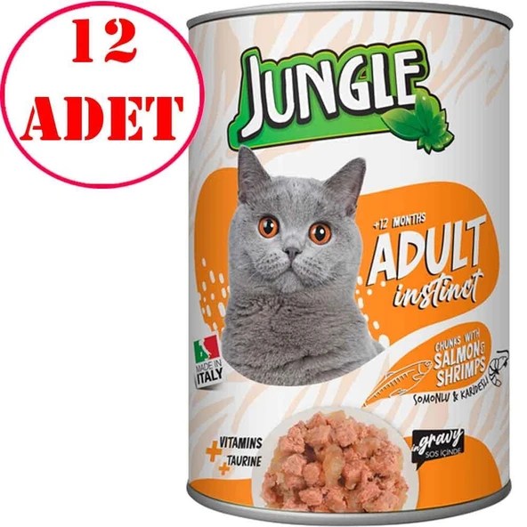 Jungle Kedi Konservesi Somonlu Karidesli 415 GR 12 AD ürün görseli 1