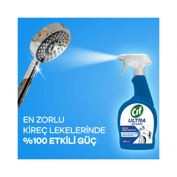 Cif Ultra Hız Güç Kireç Sökücü Sprey Leke ve Kir Çıkarıcı 1000 Ml x 3 Adet - 4
